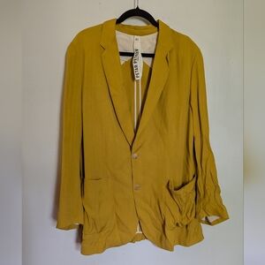 Petar Petrov Iria Blazer Viscose-Silk Blend Mustard Yellow Women's Size 40 / 12